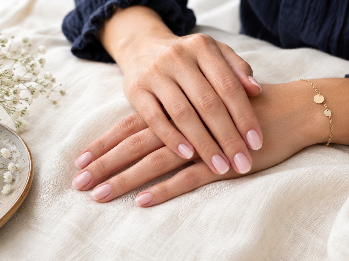 Illustrative image of a soft pink manicure